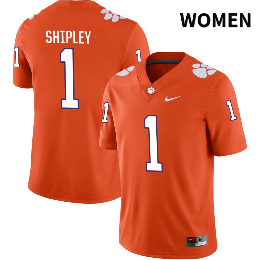 Women's Clemson Tigers Will Shipley #1 College Orange NIL 2022 NCAA Authentic Jersey Special FTB12N4M